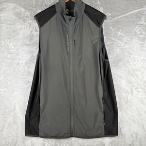 SECOND SKIN Mens Golf Vest Athletic Zip Pockets Gray Black X-Large